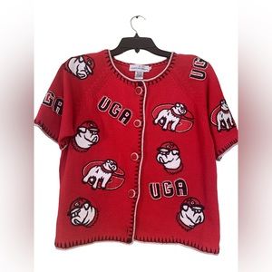 Georgia Bulldogs woman’s button up crop sweater NWOT medium
